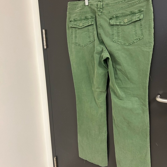 Pilcro (Anthropologie) size 31 EUC “distressed frat bootcut/wide Olive Trousers - Picture 2 of 13